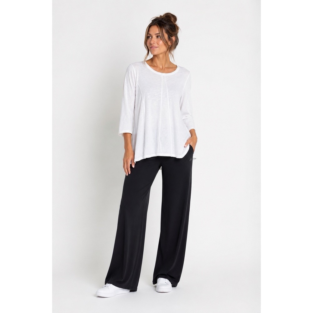 J.Jill Xl White 3/4 Sleeve Pima Cotton Slub Tunic Top Seam Down Middle Versatile